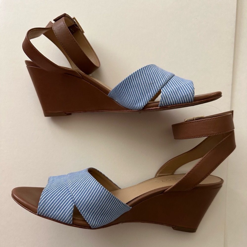 Talbots Striped Blue and Brown Sandals